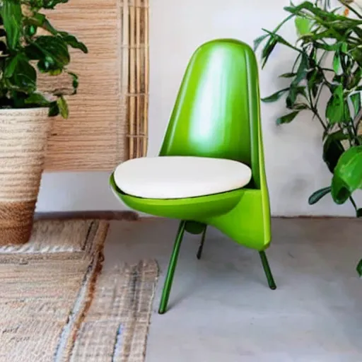 Prompt: chair that incorporates avocado as its design