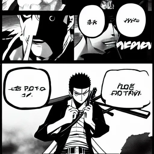 Image similar to roronoa zoro playing videogames, manga style