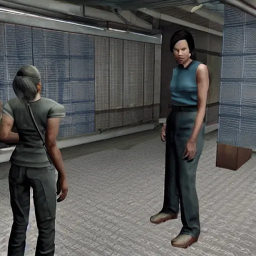 Prompt: Condoleezza Rice in Resident Evil on the original Playstation, game screenshot