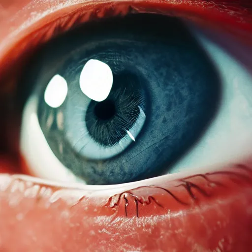 Image similar to extreme closeup of a hyperrealistic human eye contained within another human eye, macro shot, hyperrealistic, extreme detail, ray tracing, octane render