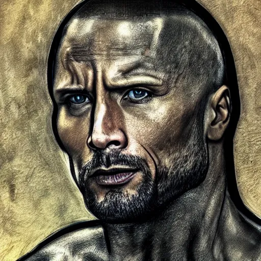 Prompt: Dwayne Johnson by Leonardo DaVinci