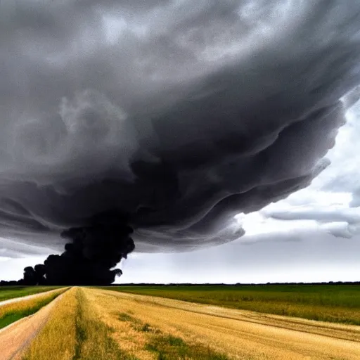 Image similar to a black tornado in the middle of kansas cloudy scary creepy