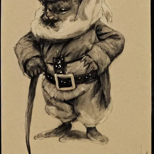 Image similar to a rabbit dressed as santa claus, in the style of anders zorn