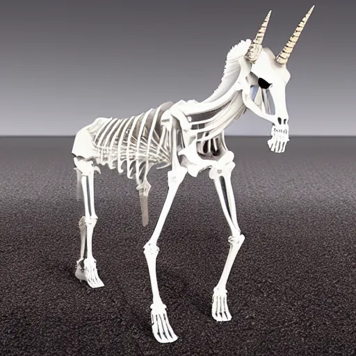 Prompt: Unicorn fossil Skeleton Standing, 4K, award winning