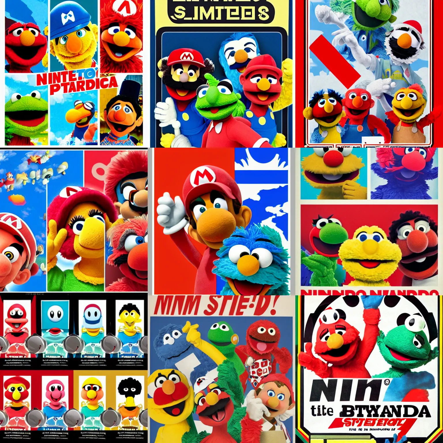 Prompt: nintendo propaganda poster in the style of sesame street