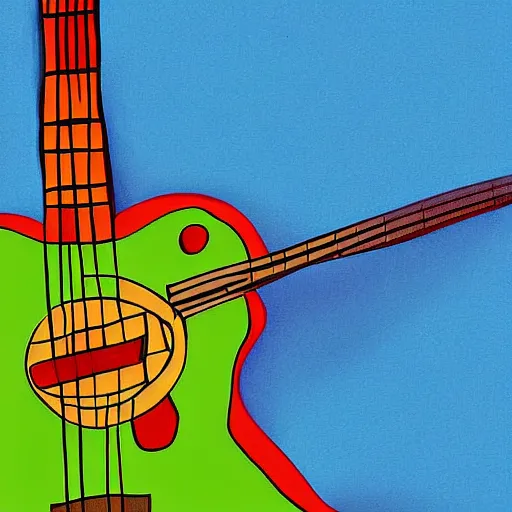 Prompt: cute frog playing on guitar, digital art, sombrero, blue background