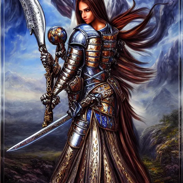 Image similar to beautiful!! knight anne stokes highly detailed 8 k hdr smooth sharp focus high resolution award - winning photo photorealistic chrome reflect