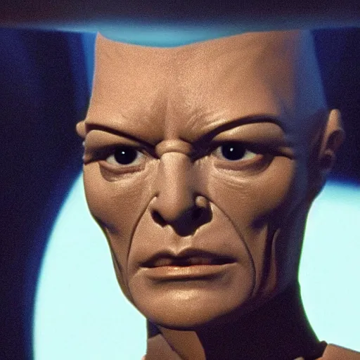 Prompt: astonishing close portrait of a humanoid alien in star trek voyager, film still