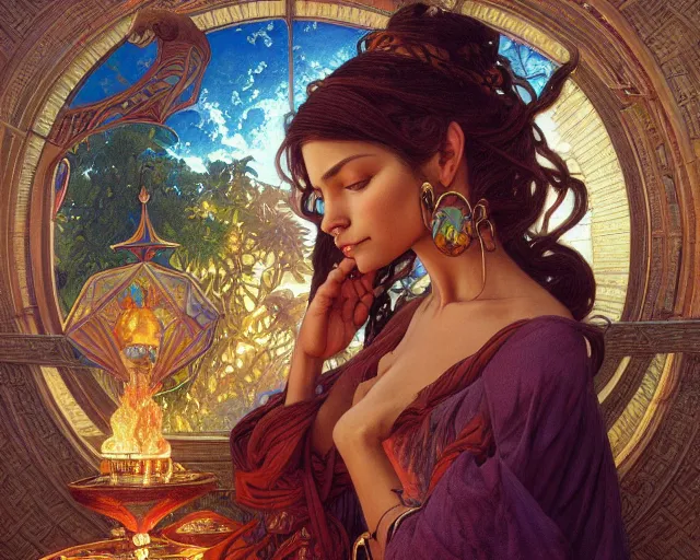 Prompt: photography of mati klarwein, deep focus, d & d, fantasy, intricate, elegant, highly detailed, digital painting, artstation, concept art, matte, sharp focus, illustration, hearthstone, art by artgerm and greg rutkowski and alphonse mucha