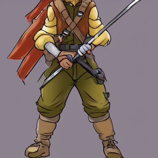 Prompt: a fox ranger holding a bow, by ken sugimori, official art, poster art, dungeons and dragons, detailed, vector, trending on artstation