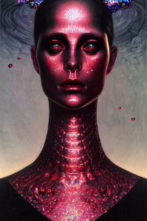 Prompt: pearlescent black red lilith! the mother of all monsters!!, covered in iridescent glitter!!, raining ash, fine art masterpiece, highly detailed dino valls wayne barlowe machiej kuciara, dramatic lighting, long shot, side angle, uhd 8 k, sharp focus