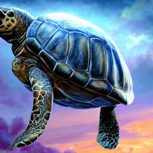 Image similar to kobe bryant kissing a giant turtle in heaven, photorealistic, side view, amazing digital art, amazing detail, fantasy art, artstatiom, cgsociety, epic art