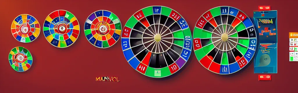 Image similar to material design illustration of a casino wheel seen from top