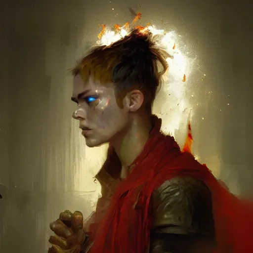 Image similar to the pyromancer by ruan jia, portrait