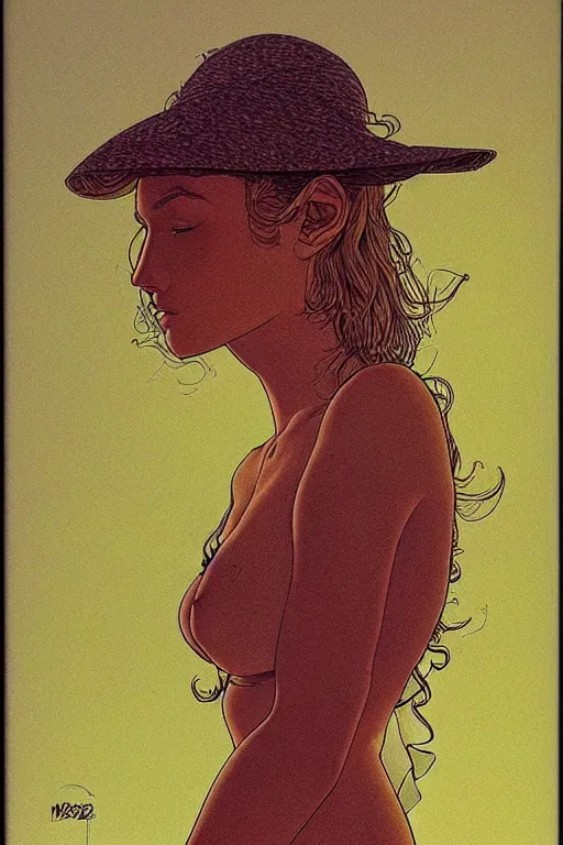 Image similar to portrait of beautiful gorgeous woman by Moebius