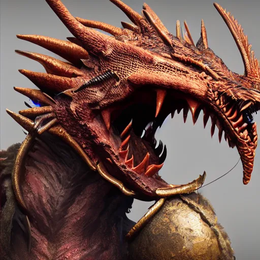 Image similar to anthropomorphic dragon, extremely detailed, unreal engine, trending on artstation