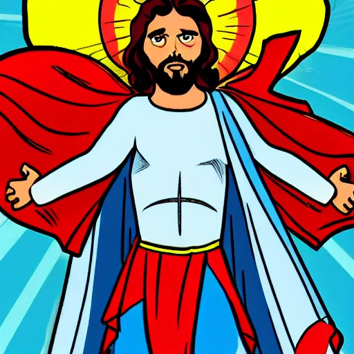 Image similar to jesus as a superhero