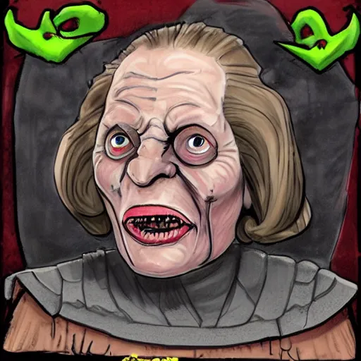 Image similar to margarett thatcher warhammer 4 0 k orc