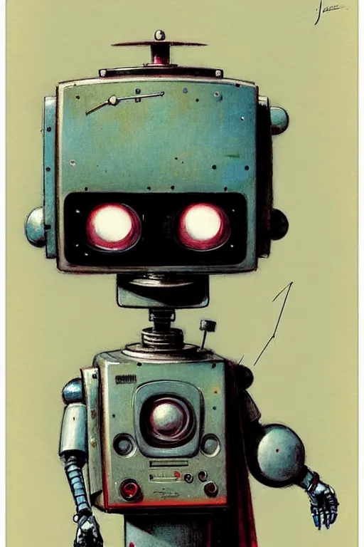 Prompt: ( ( ( ( ( 1 9 5 0 s robot tv character. muted colors. ) ) ) ) ) by jean - baptiste monge!!!!!!!!!!!!!!!!!!!!!!!!!!!!!!