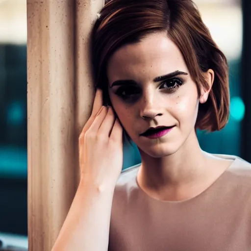 Image similar to Emma Watson as Catwoman, XF IQ4, 100MP, 50mm, f/1.4, ISO 200, 1/160s, natural light, Adobe Lightroom, photolab, Affinity Photo, PhotoDirector 365