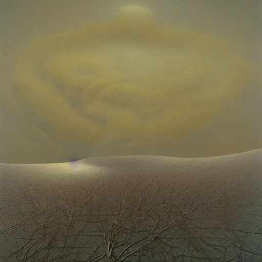 Image similar to arctic wind by Zdzisław Beksiński, oil on canvas