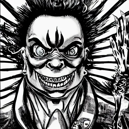 Prompt: Bowser portrait in the style of Junji Ito. Manga. Black & White. Gothic. Horror. Exquisitely detailed. 4K.