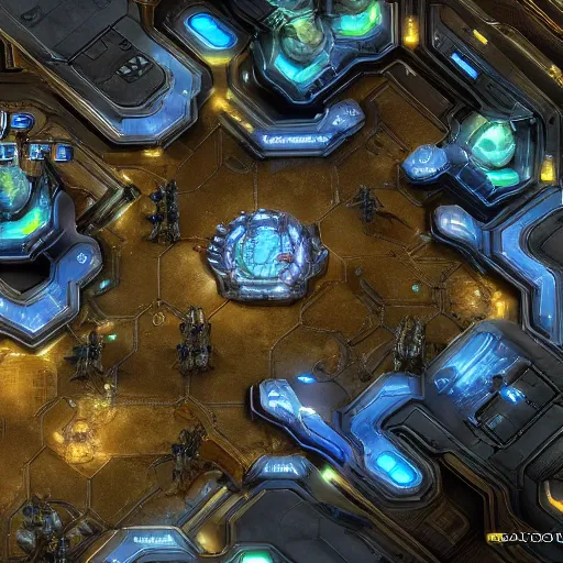 Prompt: a starcraft 2 map in cyberpunk, sky view 4k detailed, beautiful, concept render