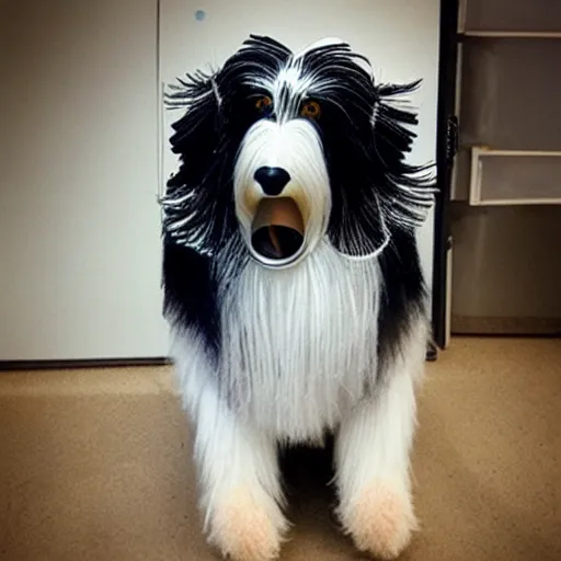 Image similar to robotic bearded collie that's a robot.