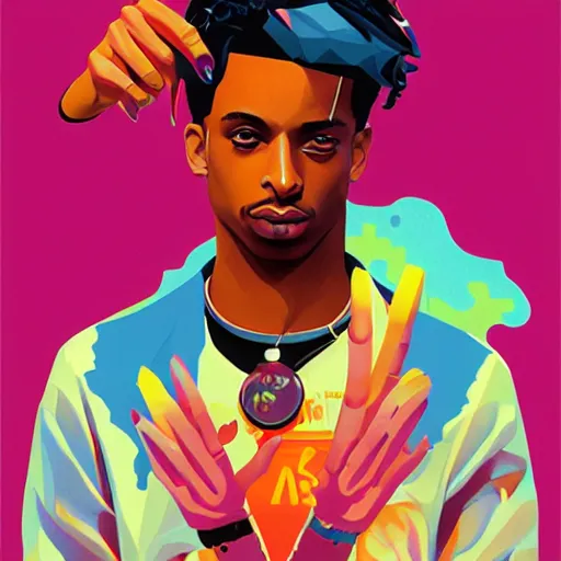 Prompt: Poster Art for Playboi Carti, Geometric 3d shapes, Paper Marbling, marijuana, smoke, by Sachin Teng, Trending on artstation