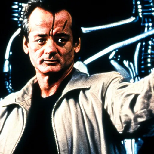 Image similar to bill murray plays the terminator, movie still, promotional shot