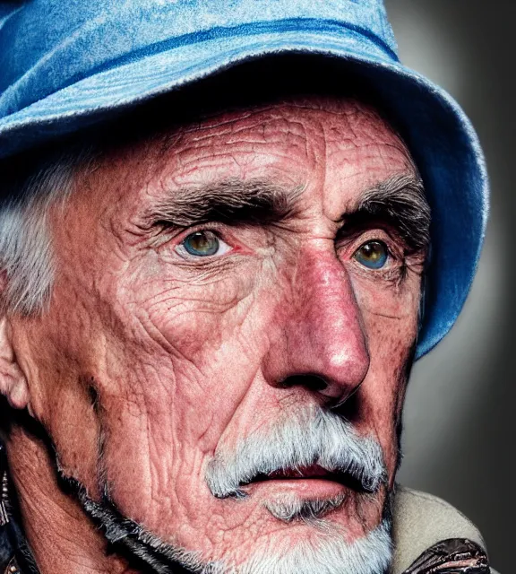 Image similar to portrait of dennis hopper by greg rutkowksi, extreme detail, 8 k, intricate abstract, unreal engine tech demo, vivid colors