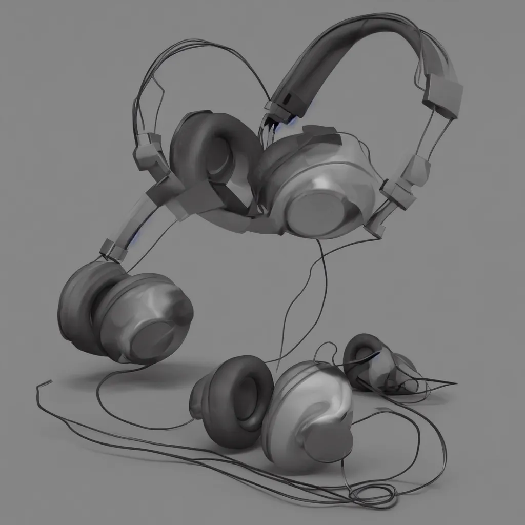 Prompt: 3 d render of headphones, ultrarealistic, conept art, artstation, industrial design