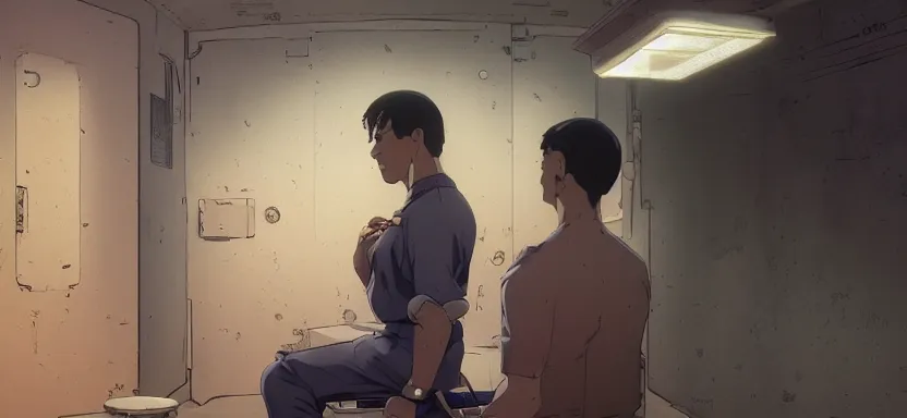 Prompt: a prisoner ready to escape their cell, digital painting masterpiece, by ilya kuvshinov, by frank frazetta, by mœbius, by reiq, by hayao miyazaki, intricate detail, beautiful brush strokes, advanced lighting technology, 4 k wallpaper, interesting character design, stylized yet realistic anatomy and faces, intense, cinematic