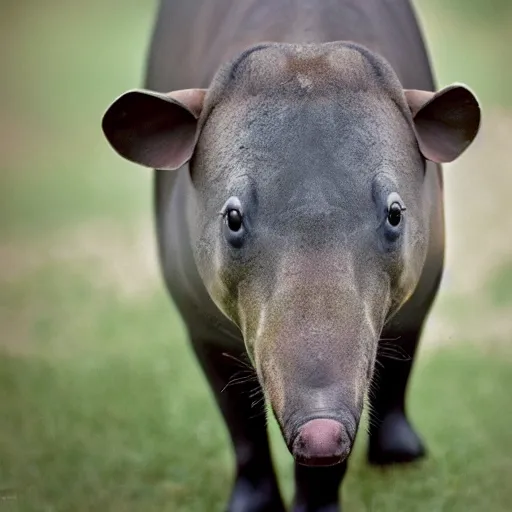 Prompt: portrait of a tapir, national geographic, grainy