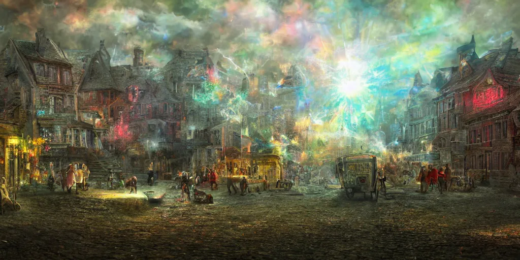 Image similar to and when this happens, and when we allow freedom ring, when we let it ring from every village and every hamlet, from every state and every city, ultrafine highly detailed hyper colorful illustration, sharp focus, rozalski, unreal engine highly rendered, global illumination, radiant light, intricate and detailed environment