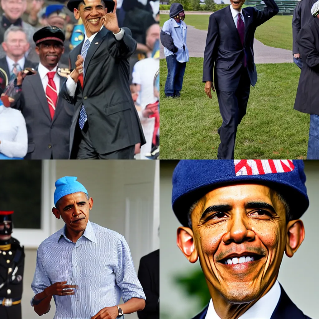 Prompt: obama wearing a swag hat