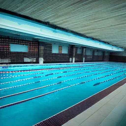 Image similar to cyberpunk swimming pool with nobody