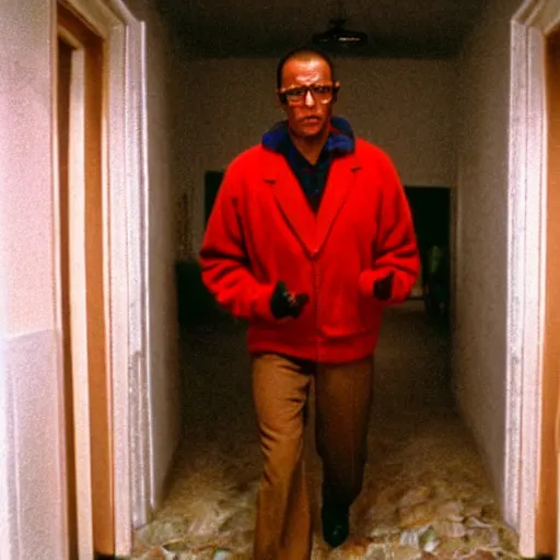 Prompt: A still of Gustavo Fring in The Shining (1980)