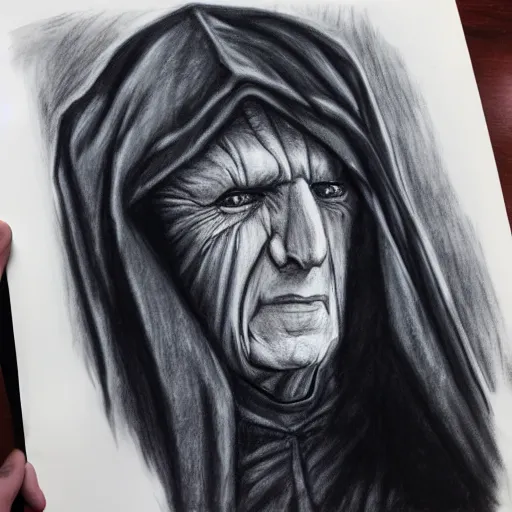 Image similar to Charcoal sketch of Emperor Palpatine