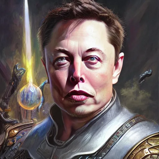 Prompt: Elon Musk as a fantasy D&D character, portrait art by Donato Giancola and James Gurney, digital art, trending on artstation