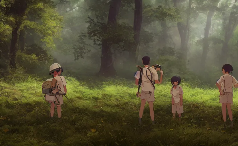 Image similar to a film still Grave of the fire flies, medium shot, waist up, studio Ghibli, Pixar and Disney animation, sharp, Rendered in Unreal Engine 5, anime key art by Greg Rutkowski, Bloom, dramatic lighting