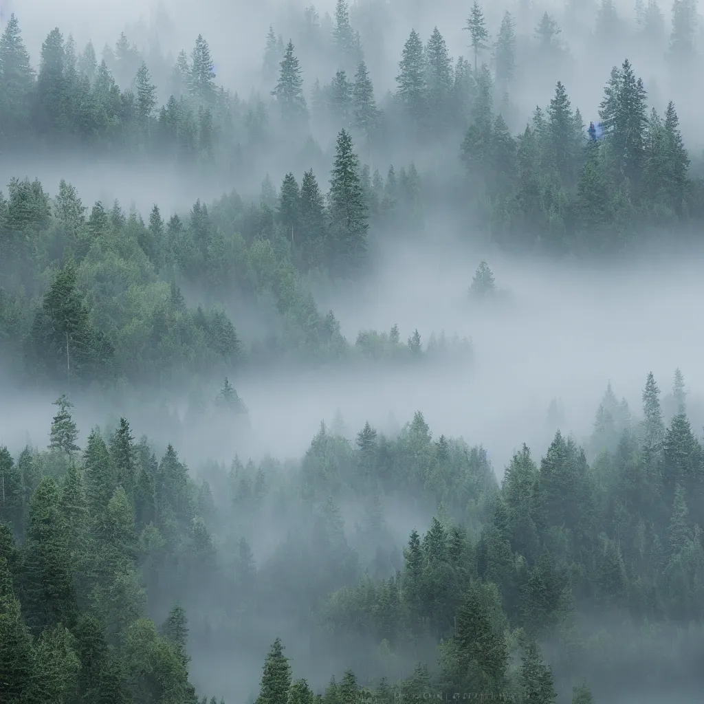 Image similar to evening, mist over the lake in the forest