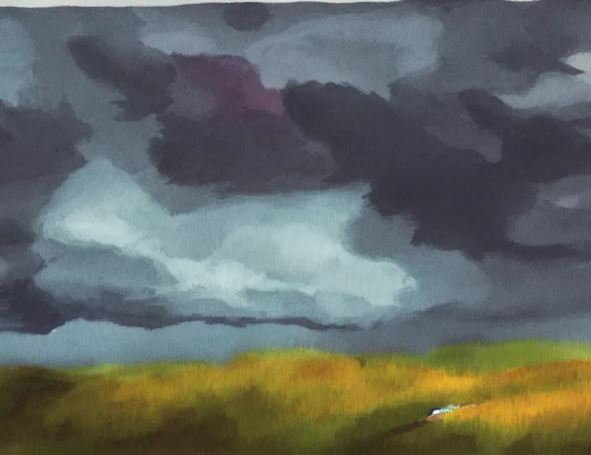 Prompt: stormy summer night in the highlands. gouache, limited palette, concept art, backlighting.