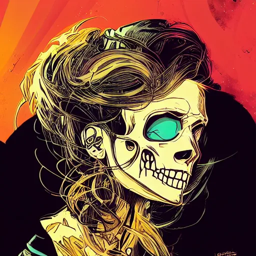 Image similar to portrait skull girl by petros afshar, tom whalen, laurie greasley, jc leyendecker and singer sargent