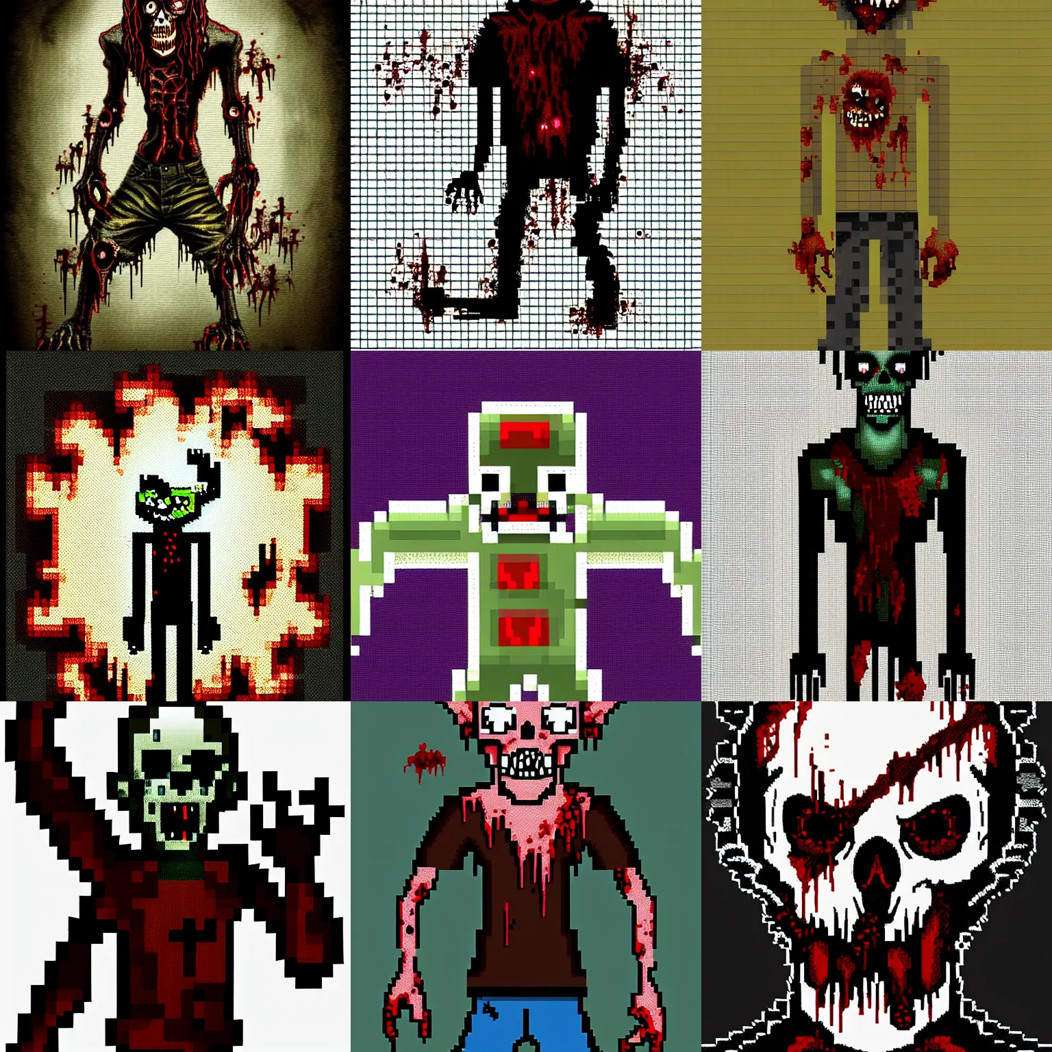 Prompt: a zombie, ultra detailed, pixel art, full body, horror style, gothic, high resolution, 1 6 bits, white background