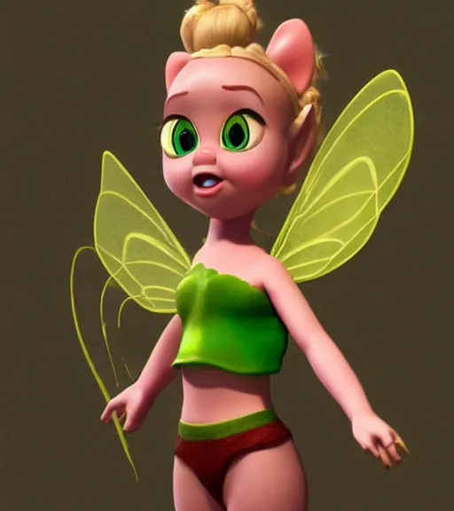 Image similar to Fanart 3D model of tinkerbell the destroyer of worlds, trending on artstation, cycles render, character sculpt, perfect lighting, highly detailed background, For Hire 3D artist, Pixar and Industrial