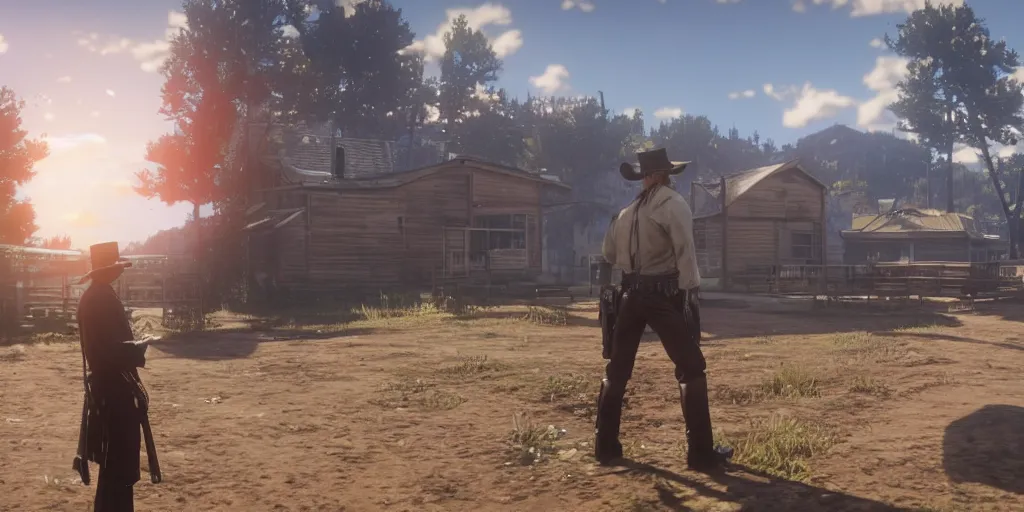 Image similar to cowboy bepop anime science fiction in red dead redemption 2