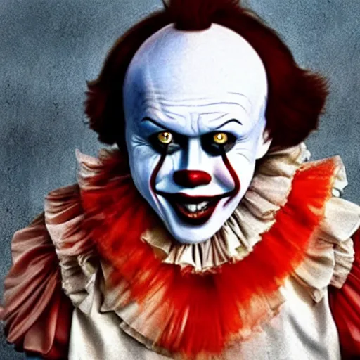 Prompt: Vladimir Putin as Pennywise the clown from It by Stephen King
