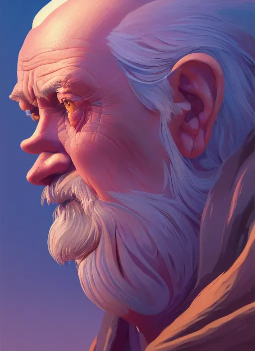 Prompt: side profile centered painted portrait, sven w. andersen as an old man, d & d, gloomhaven, matte painting concept art, art nouveau, beautifully backlit, swirly vibrant color lines, fantastically gaudy, aesthetic octane render, 8 k hd resolution, by ilya kuvshinov and cushart krentz and gilleard james