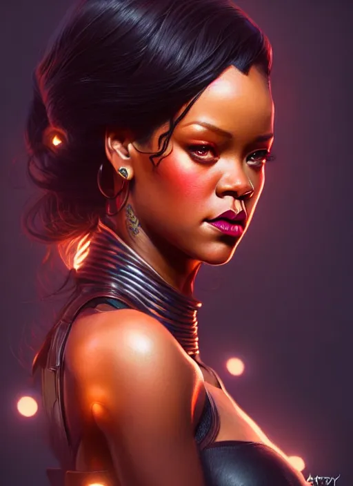 Image similar to portrait of apex legends rihanna, intricate, elegant, glowing lights, highly detailed, digital painting, artstation, glamor pose, concept art, smooth, sharp focus, illustration, art by artgerm and greg rutkowski, artey freytag